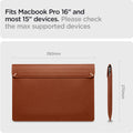 AFA06425 - MacBook Pro 16-inch Valentinus S Laptop Pouch in Classic Brown compatible with MacBook Pro 16 inch and most 15 inch laptops with dimension guide