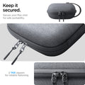 AFA09214 - Mac Mini M4 Klasden Pouch in Charcoal Gray showing the secure your Mac mini M4 for safe portability, 2 YKK zippers for reliable fastening