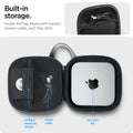 AFA09214 - Mac Mini M4 Klasden Pouch in Charcoal Gray showing the built-in storage, holds AirTag bluetooth tracker power cable, and Mac mini M4