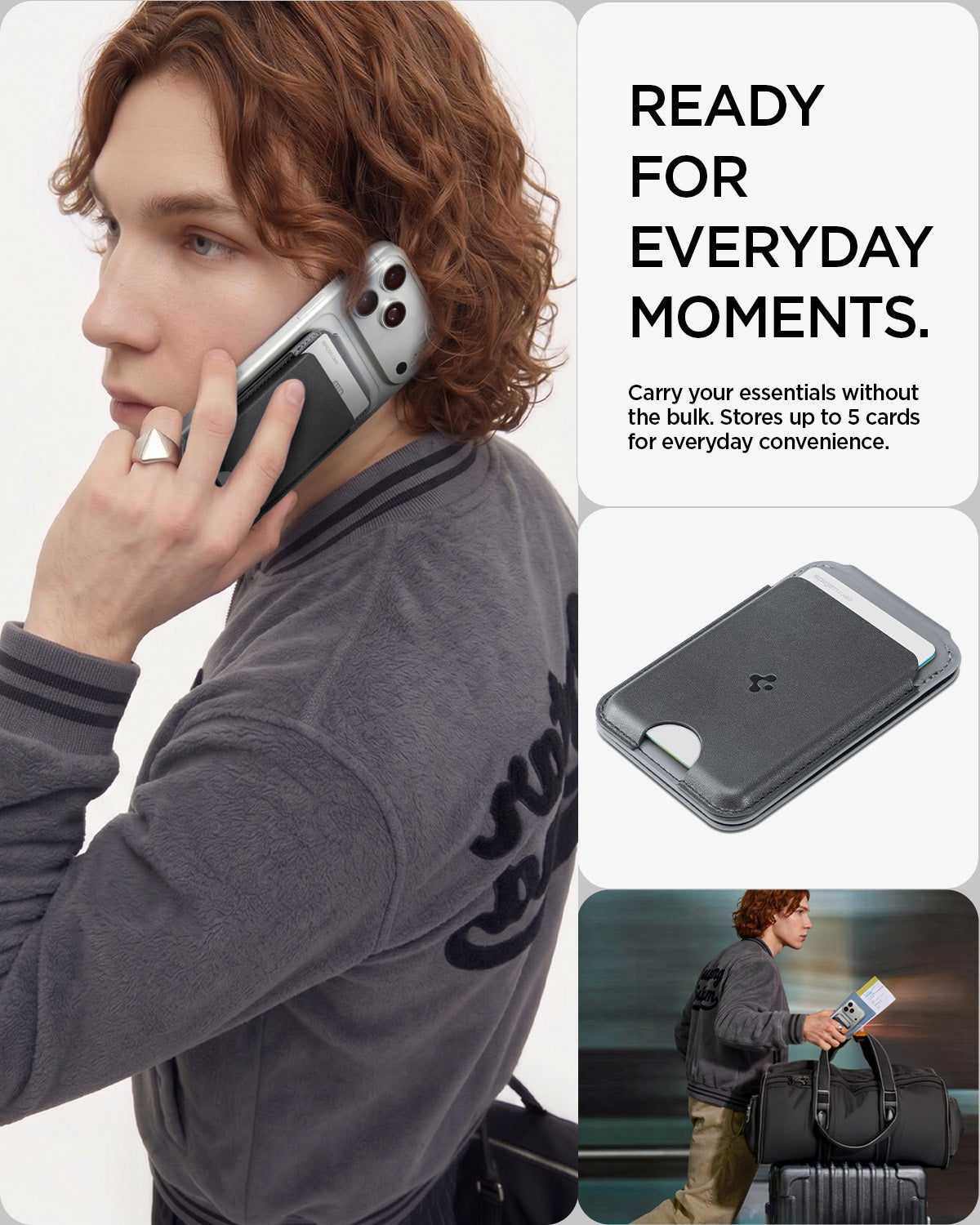 AFA11334 - MagSafe Card Holder Nano Pop S (Mag Fit)  in Black Sesame showing ready for everyday moments