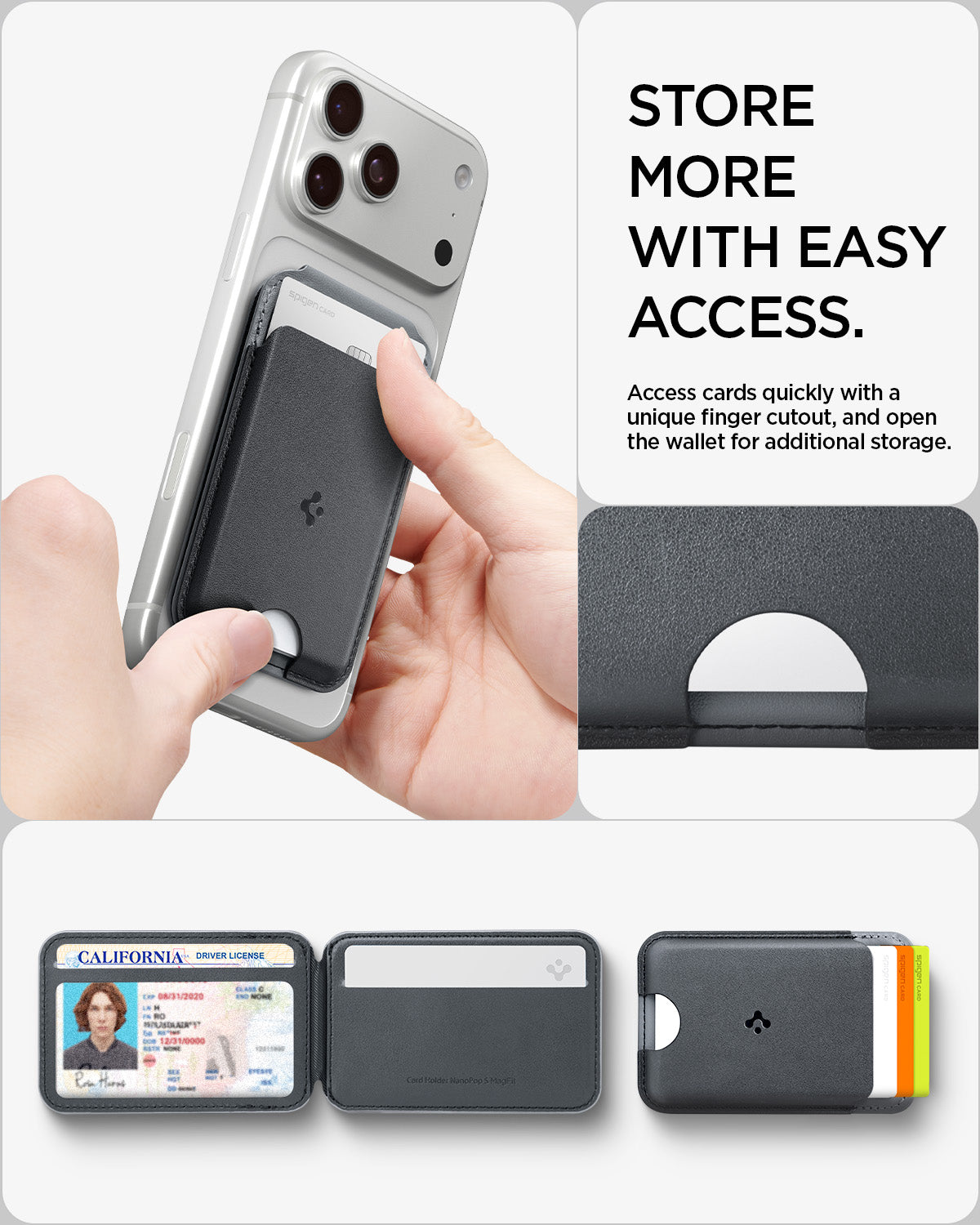 AFA11334 - MagSafe Card Holder Nano Pop S (Mag Fit)  in Black Sesame showing store more with easy access
