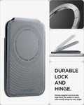AFA11334 - MagSafe Card Holder Nano Pop S (Mag Fit)  in Black Sesame showing durable lock and hinge