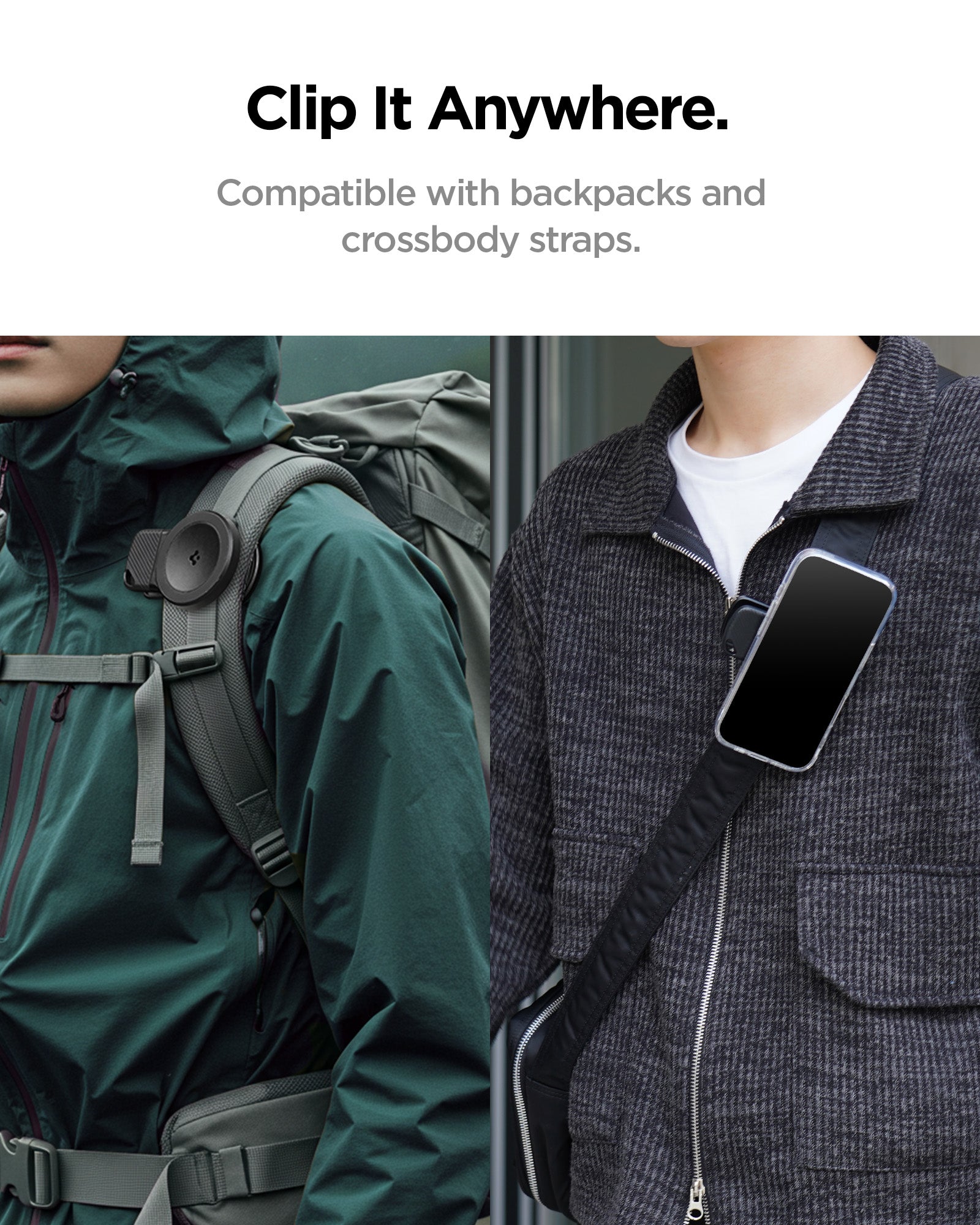 AMP09122 - Mag Fit Clip in black clip it any where. compatible with backpacks and crossbody straps.