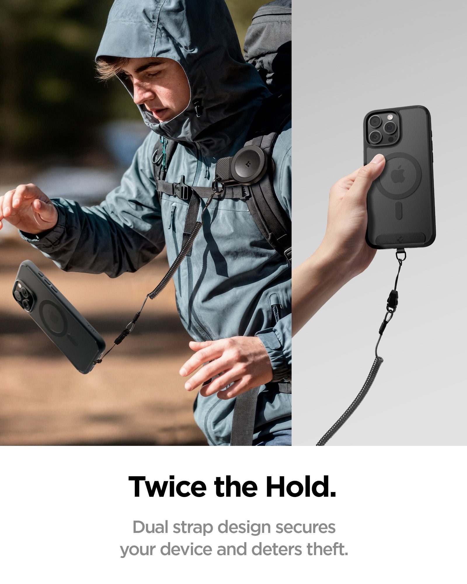 AMP09122 - Mag Fit Clip in black twice the hold. Dual strap design secures your device and deters theft.