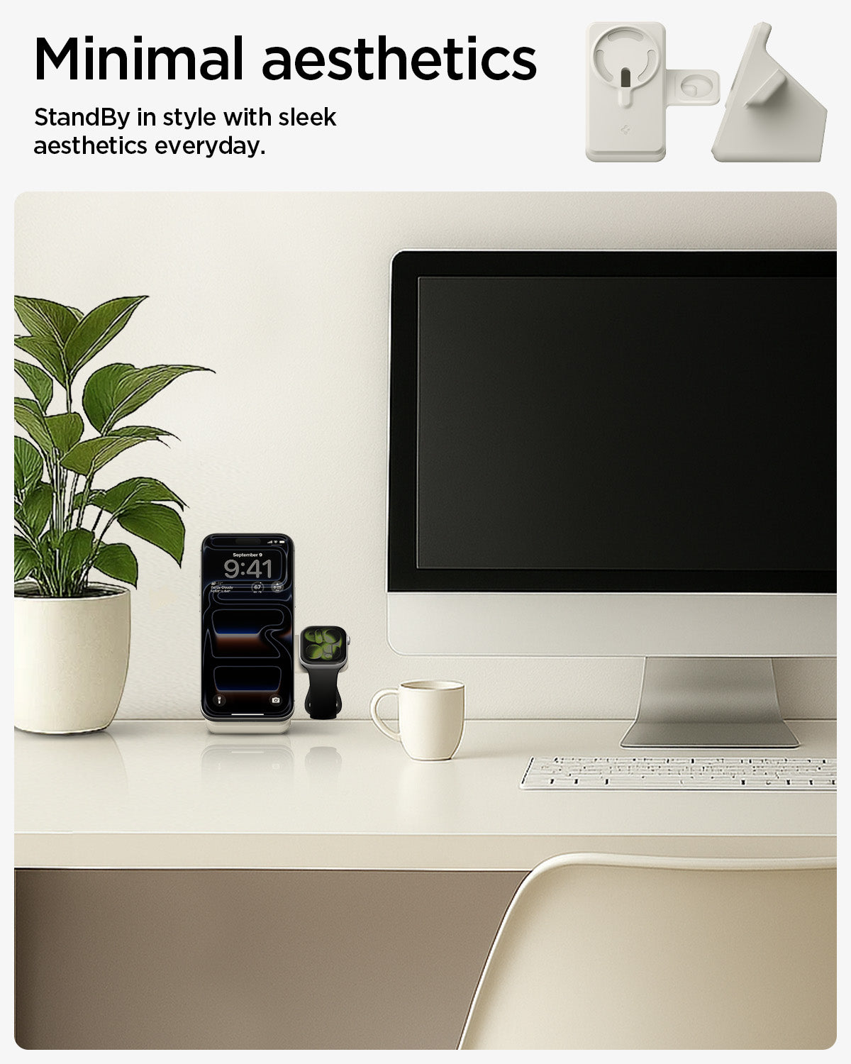 AMP09173 - Magsafe Duo Charger Stand (Mag Fit) in Dune Beige