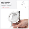 AMP02673 - MagFit Charger Stand (MagFit) in white showing the easy installation, perfect for for magsafe charger