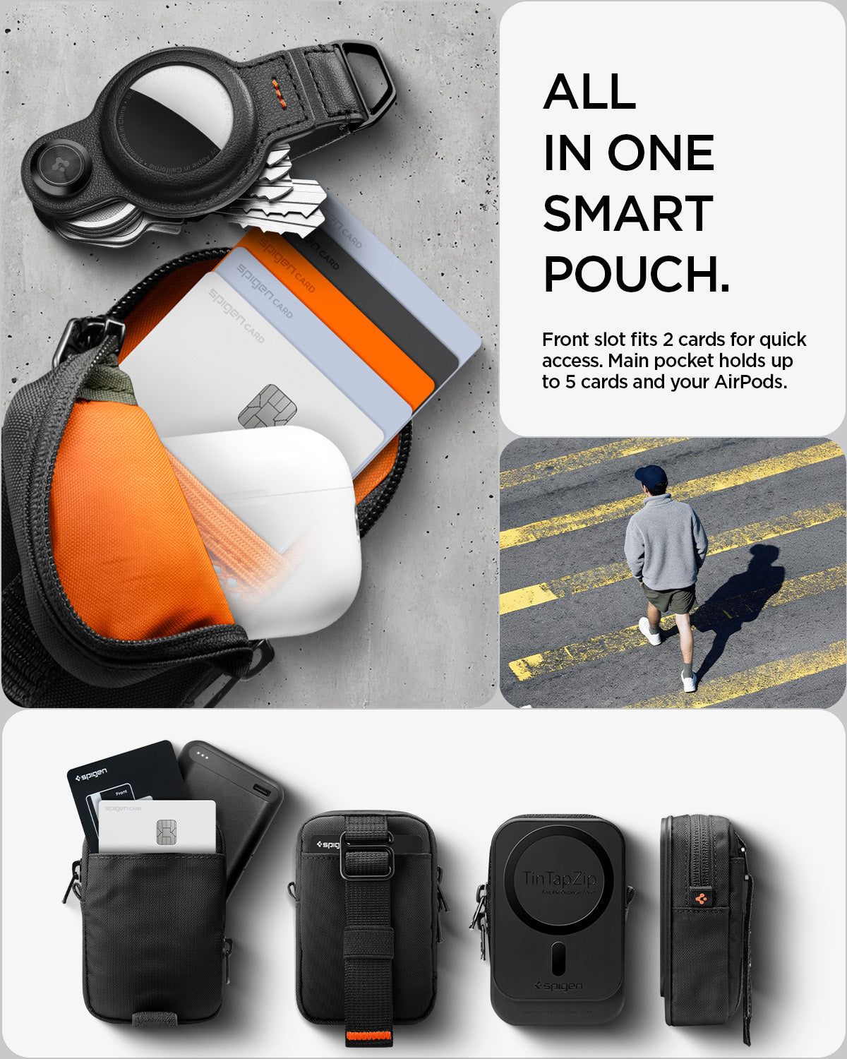 AFA11564 -  Portable Organizer Pouch Tintap Zip Mag Fit 2 in Black showing all in one smart pouch