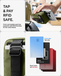 AFA11565 - Portable Organizer Pouch Tintap Zip Mag Fit 2 in Olive Green showing tap and pay rfid safe