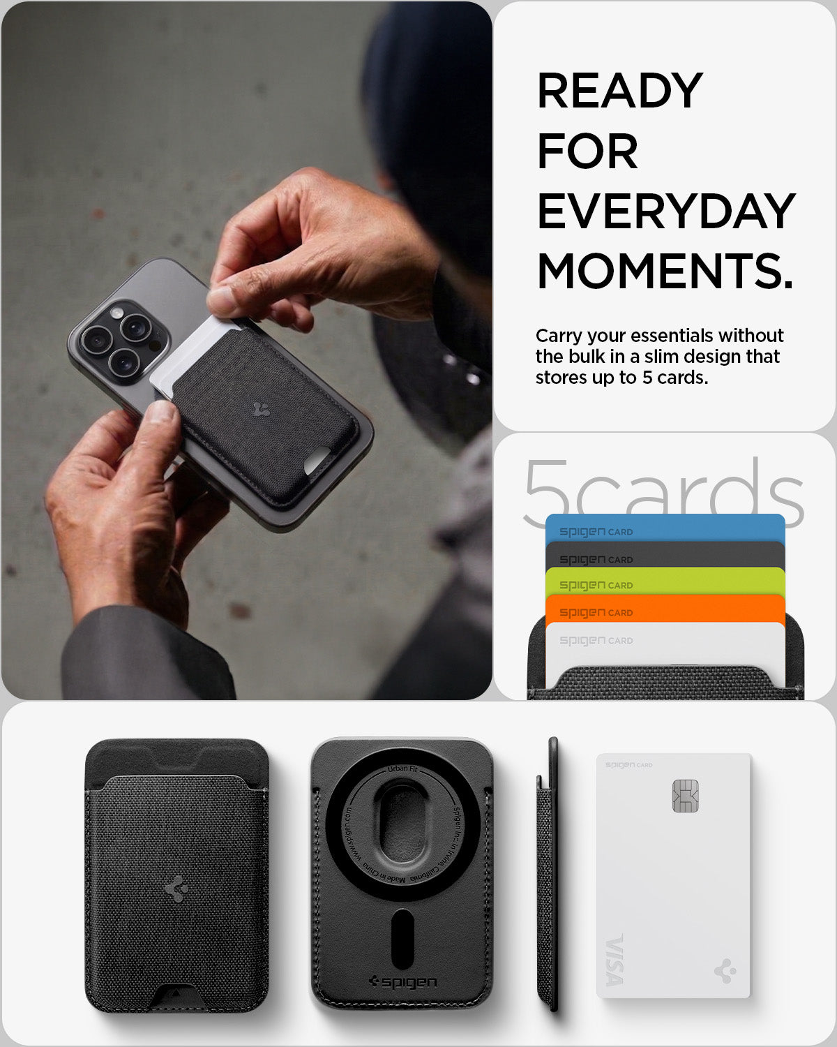 AFA11335 - Spigen MagFit Urban Fit Wallet showing ready for everyday moments