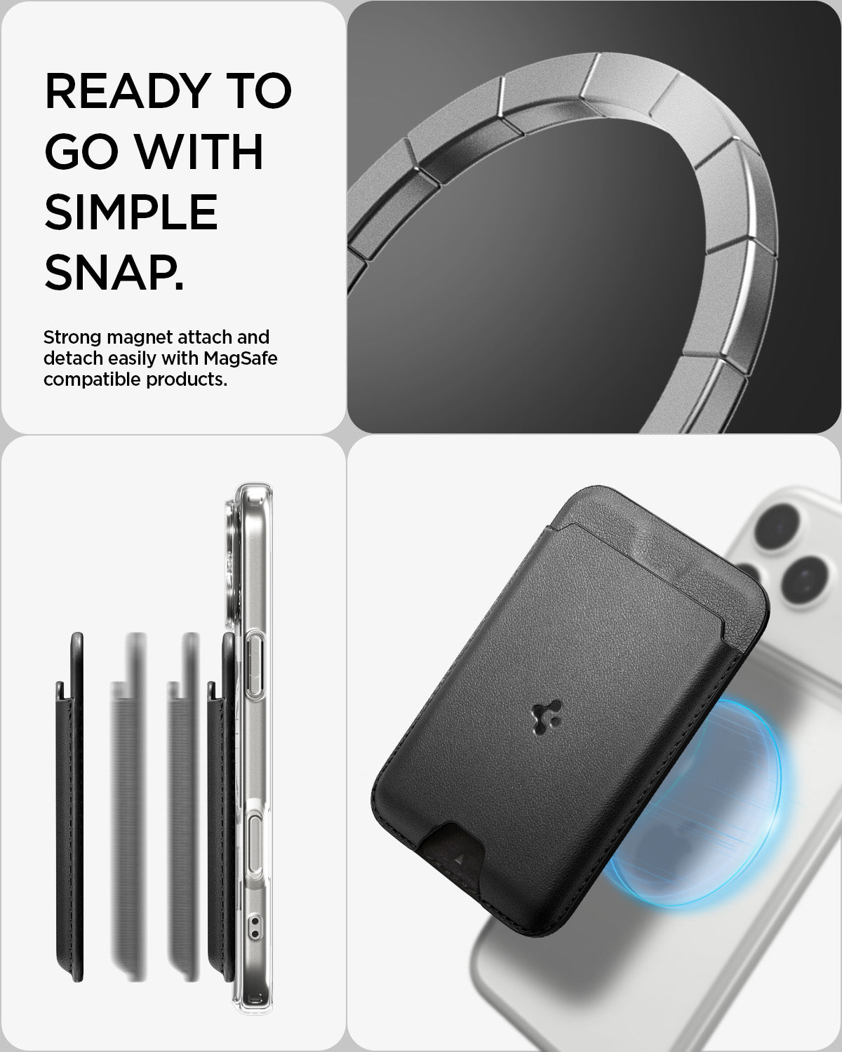AFA11337 - Spigen Valentinus MagFit Wallet showing ready to go with simple snap