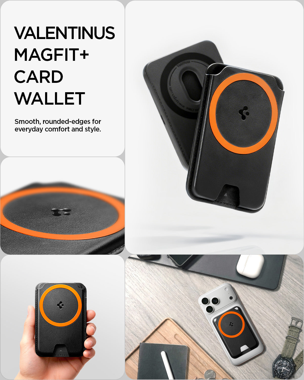 AFA11336 - Spigen Valentinus MagFit Plus Wallet showing Valentinus Magfit+ Card Wallet