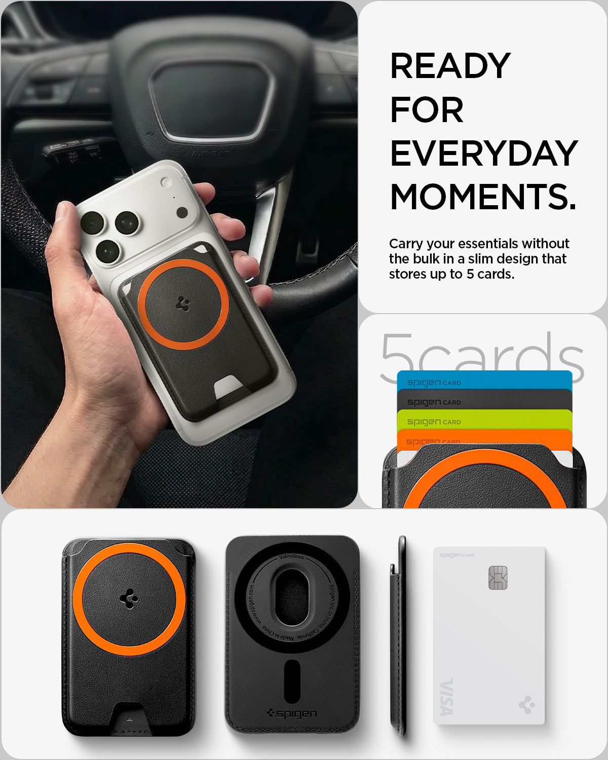 AFA11336 - Spigen Valentinus MagFit Plus Wallet showing ready for everyday moments