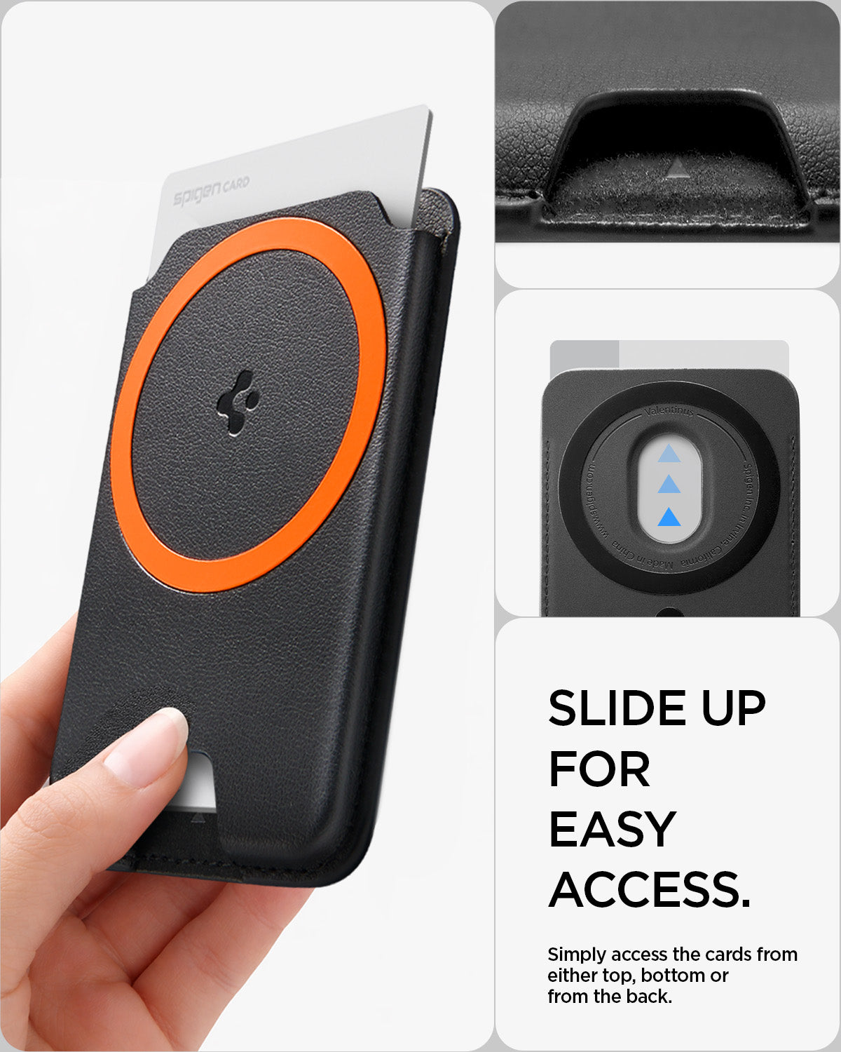 AFA11336 - Spigen Valentinus MagFit Plus Wallet showing slide up for easy access