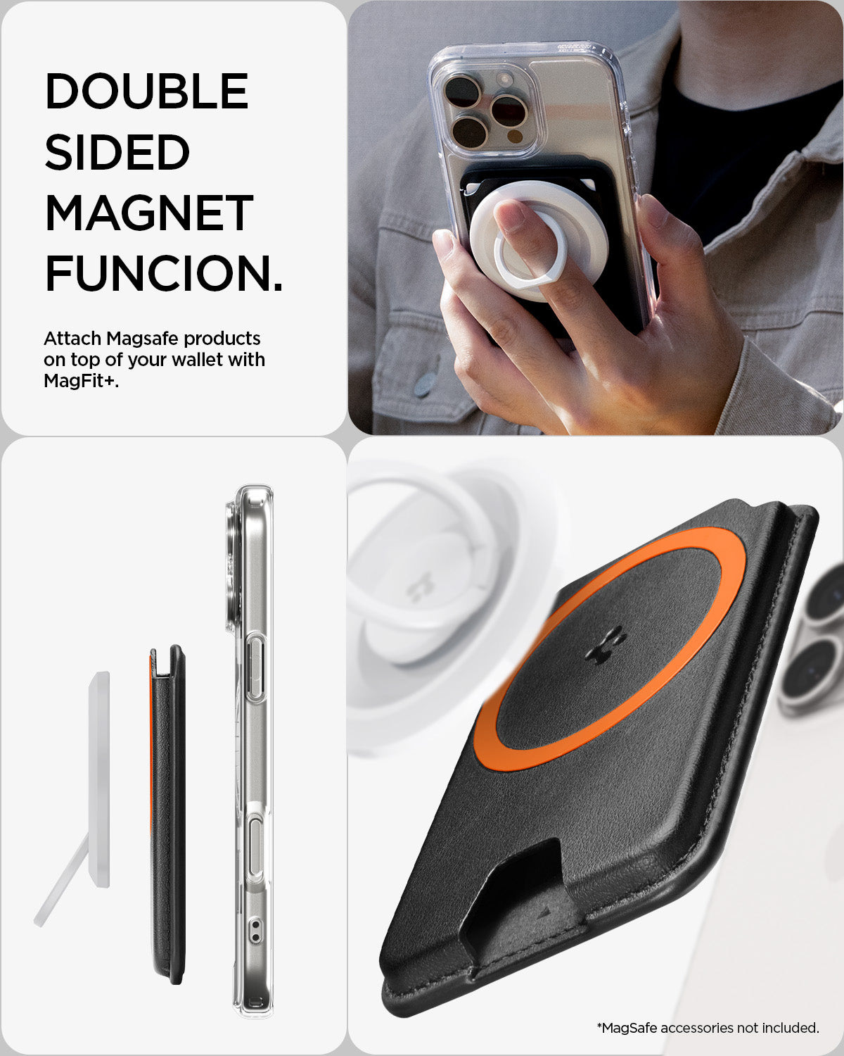 AFA11336 - Spigen Valentinus MagFit Plus Wallet showing double sided magnet function