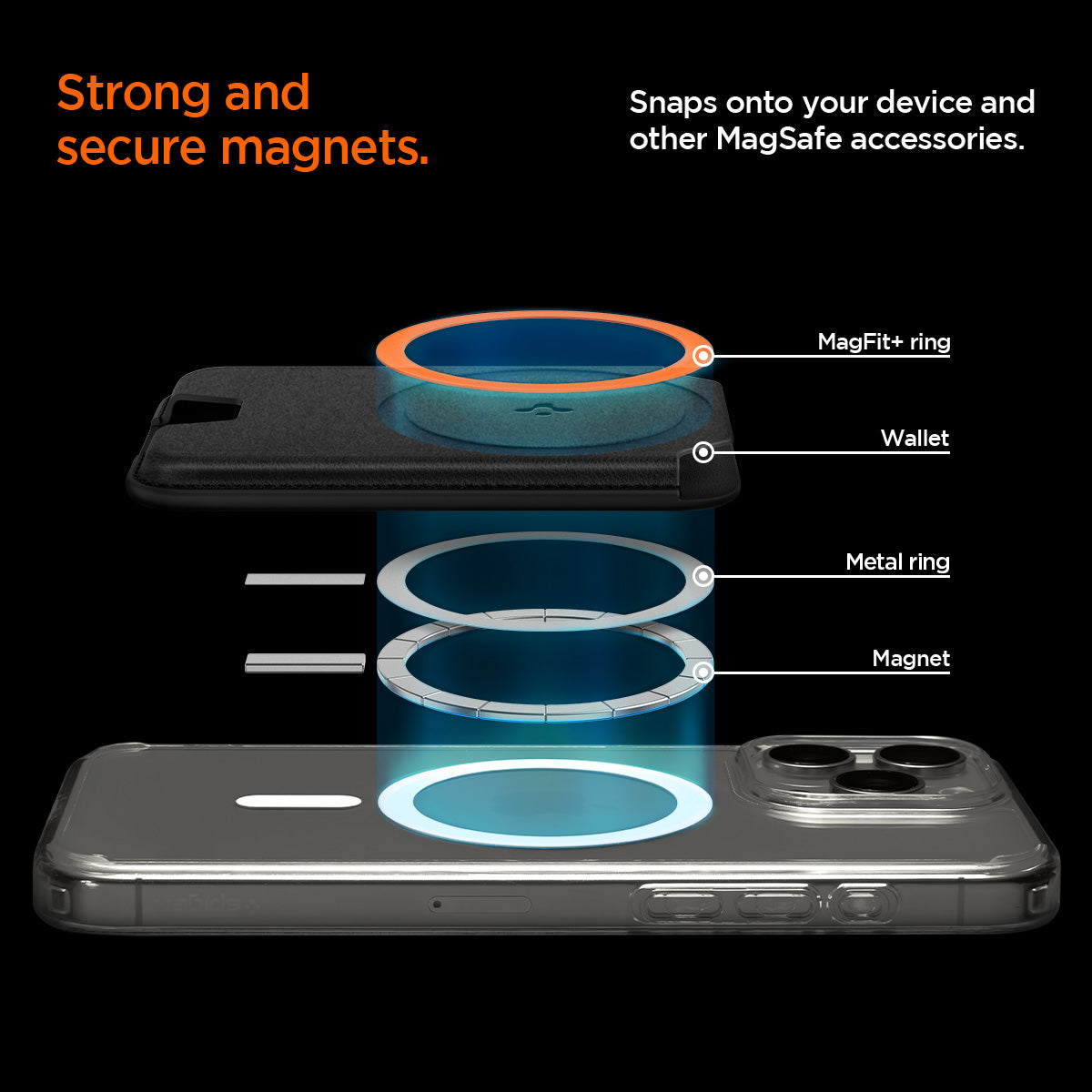 AFA06866 - MagSafe 3 Cards Holder Valentinus (MagFit) in black showing strong and secure magnets.