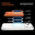 AFA11340 - MagSafe Card Holder Valentinus | 3 Cards (Mag Fit+) in Metallic Orange showing the strong and secure magnets, snaps onto your device and other magsafe accessories, magfit+ring, wallet, metal ring: RFID blocking, and magnet