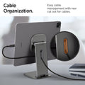 AMP06414 - OneTap Easel Magnetic Stand (MagFit) in black showing the cable organization. Easy cable management with rear cut out for cables