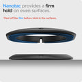 AMP03708 - MagFit in black showing the nanotac provides a firm hold on even surfaces, peel off the film before stick in the surface