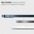AMP03709 - MagFit in white showing the slim profile, minimal added dedpth for MagSafe charger