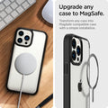 ACP03803 - OneTap MagSafe Metal Plate (MagFit) in matte black showing the upgrade any case to magsafe. transform any case into magsafe compatible case with a simple installation