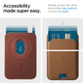 AFA05804 - MagSafe 3 Cards Holder Valentinus (MagFit) in brown showing the accessibility made super easy, simply access the cards from either top, bottom or from the back