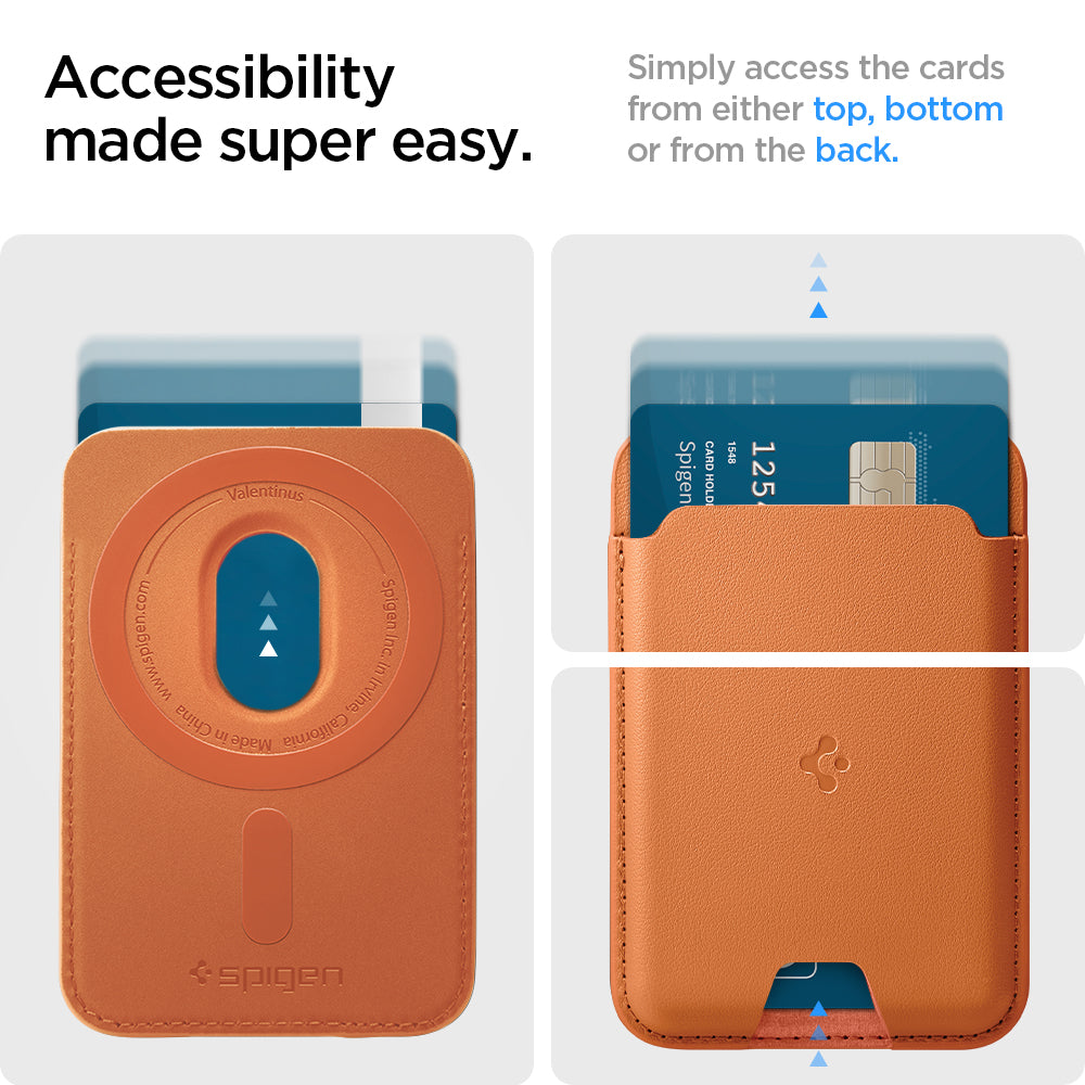 AFA11339 - MagSafe Card Holder Valentinus | 3 Cards (Mag Fit) in Orange showing accessibility made super easy