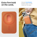 AFA11339 - MagSafe Card Holder Valentinus | 3 Cards (Mag Fit) in Orange showing extra firm hold on the cards