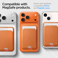 AFA11339 - MagSafe Card Holder Valentinus | 3 Cards (Mag Fit) in Orange showing compatible with MagSafe products