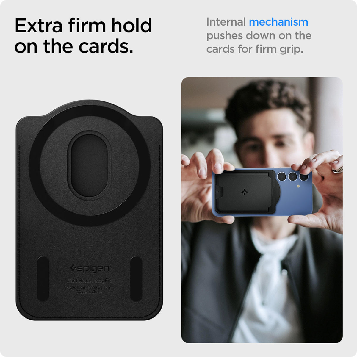 Spigen Valentinus S MagFit Card Holder For IPhone – Magnetic PU Leather Wallet, Black