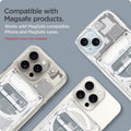 AFA07401 - Ultra Hybrid Zero One MagFit Wallet (MagFit) in Zero One White showing the compatibility with MagSafe products. Works with Magsafe compatible iPhone and MagSafe cases