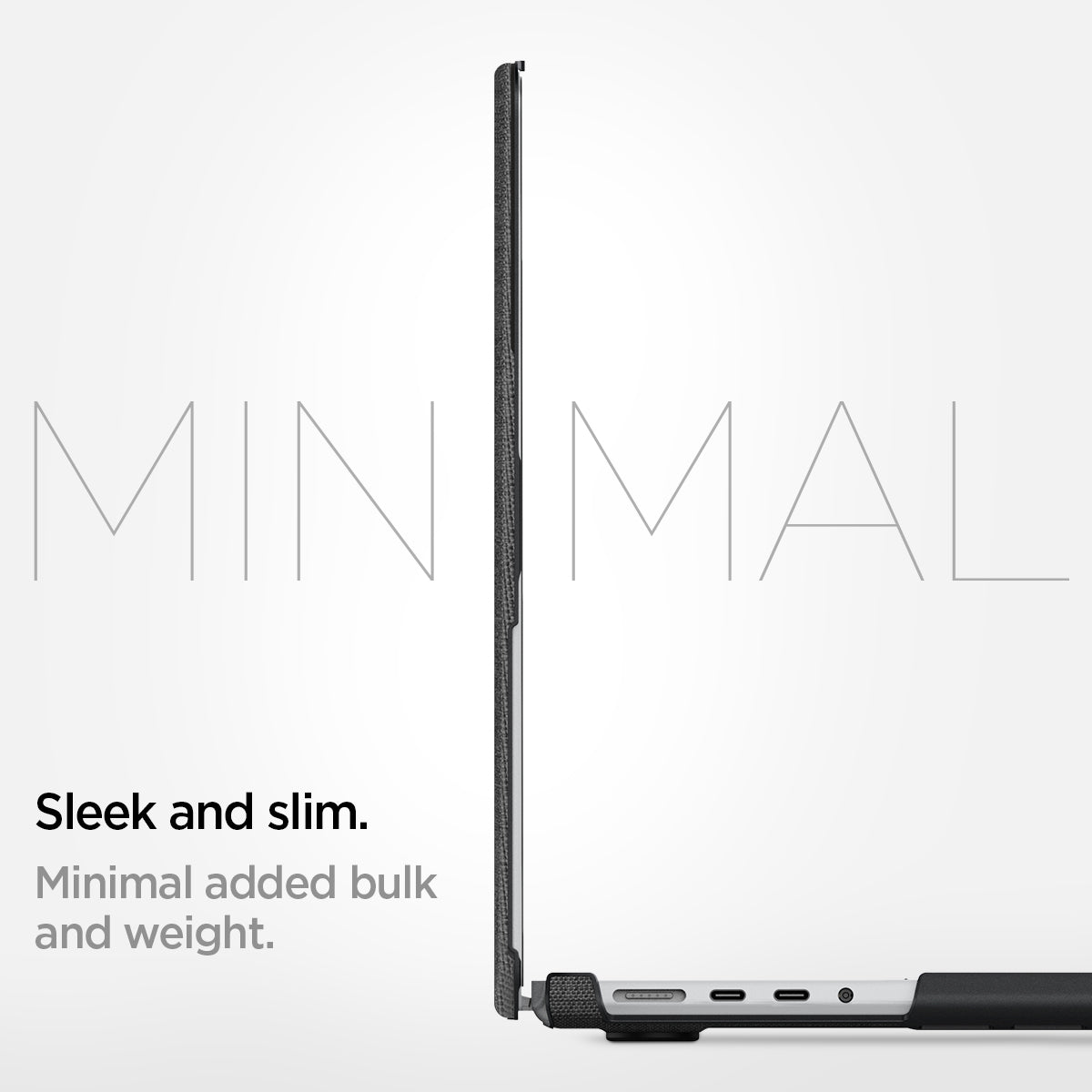 ACS04211 - MacBook Pro 16-inch Case Urban Fit in Black showing the sleek and slim. Minimal added bulk and weight