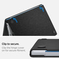 ACS04211 - MacBook Pro 16-inch Case Urban Fit in Black showing the clip to secure. Clip the hinge cover on for secure fitment