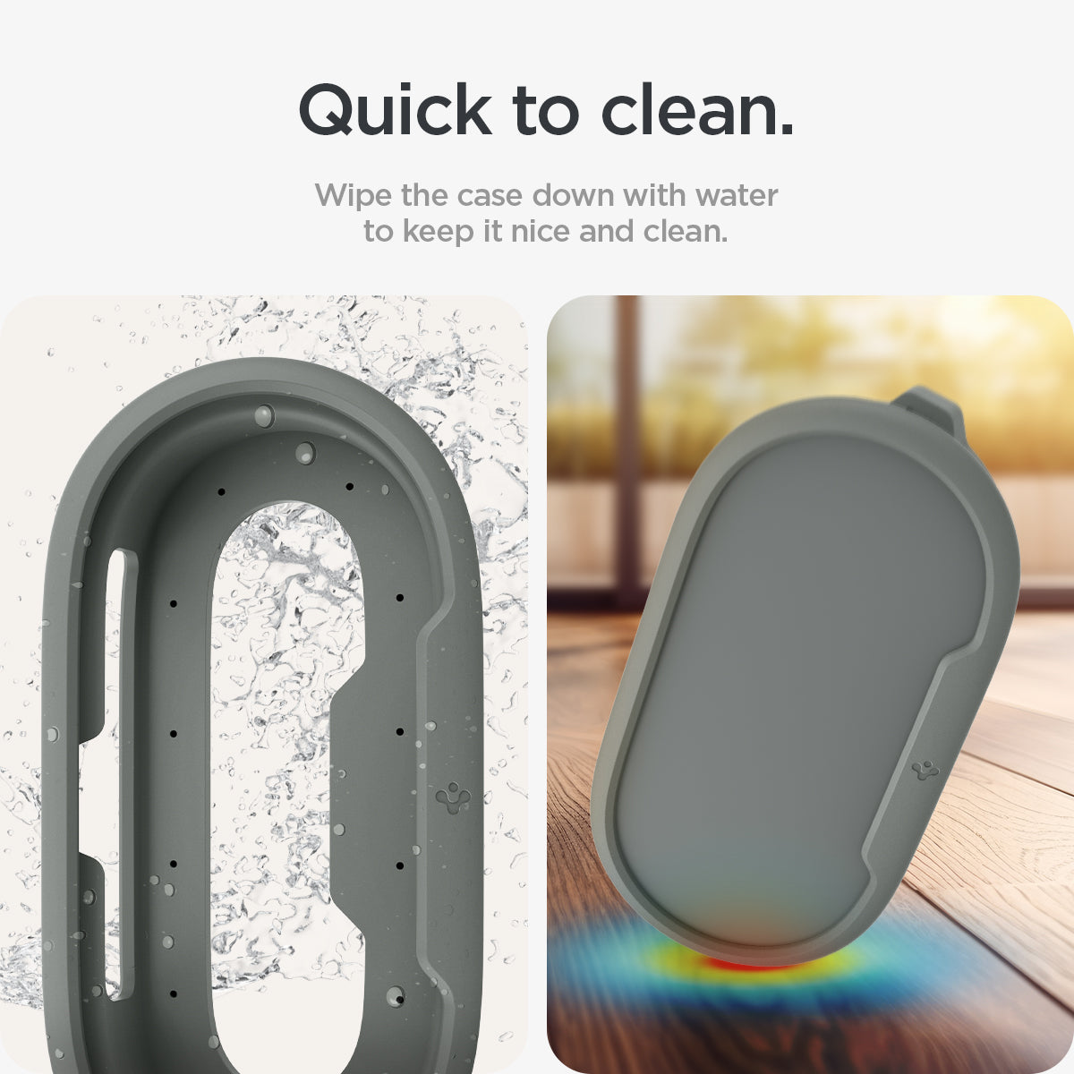 ACS08450 - Google TV Streamer Mount (4K) Silicone Fit in Hazel showing the quick to clean. Wipe the case down with water to keep it nice and clean