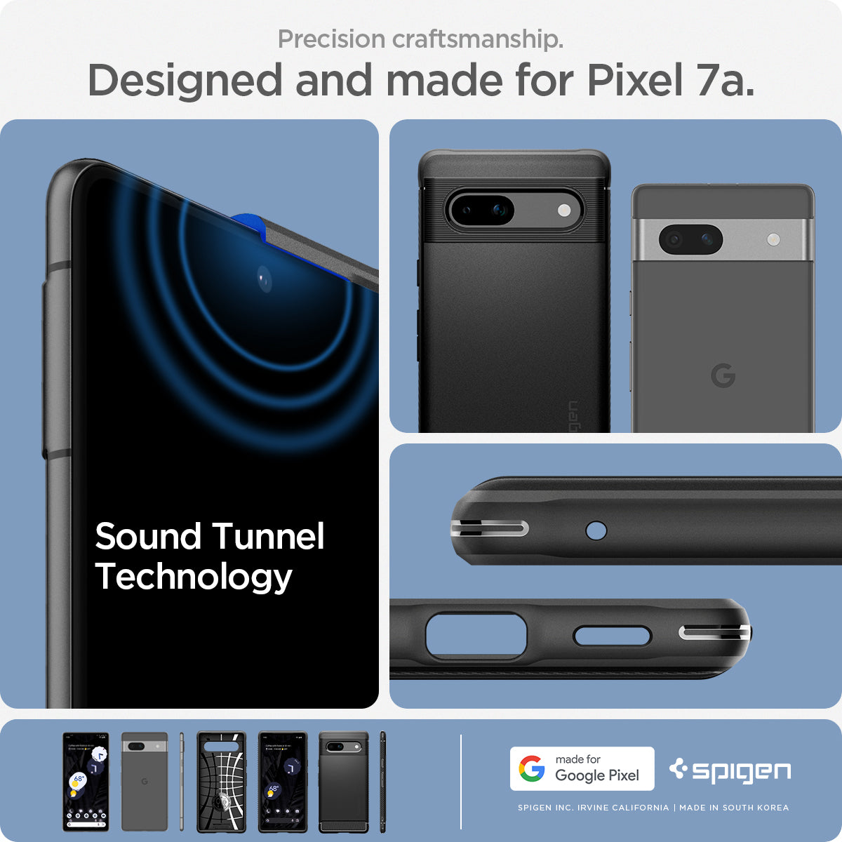 ACS05816 - Pixel 7a Case Rugged Armor in matte black precision craftsmanship designed and made for pixel 7.