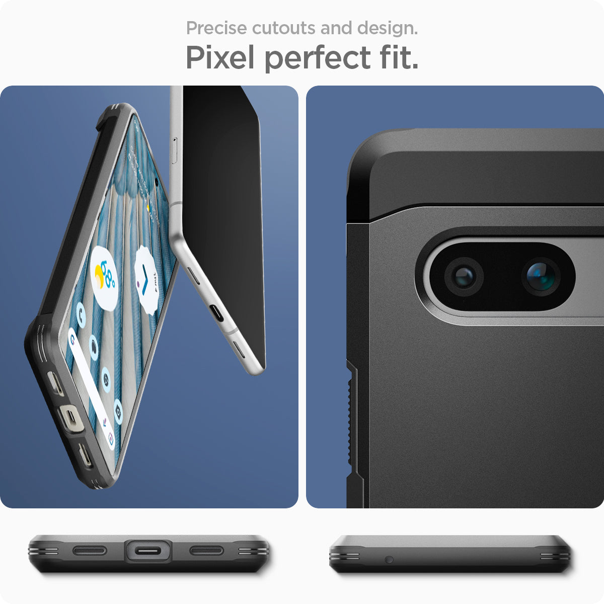ACS05819 - Pixel 7a Case Tough Armor in black precise cutouts and design. Pixel perfect fit.