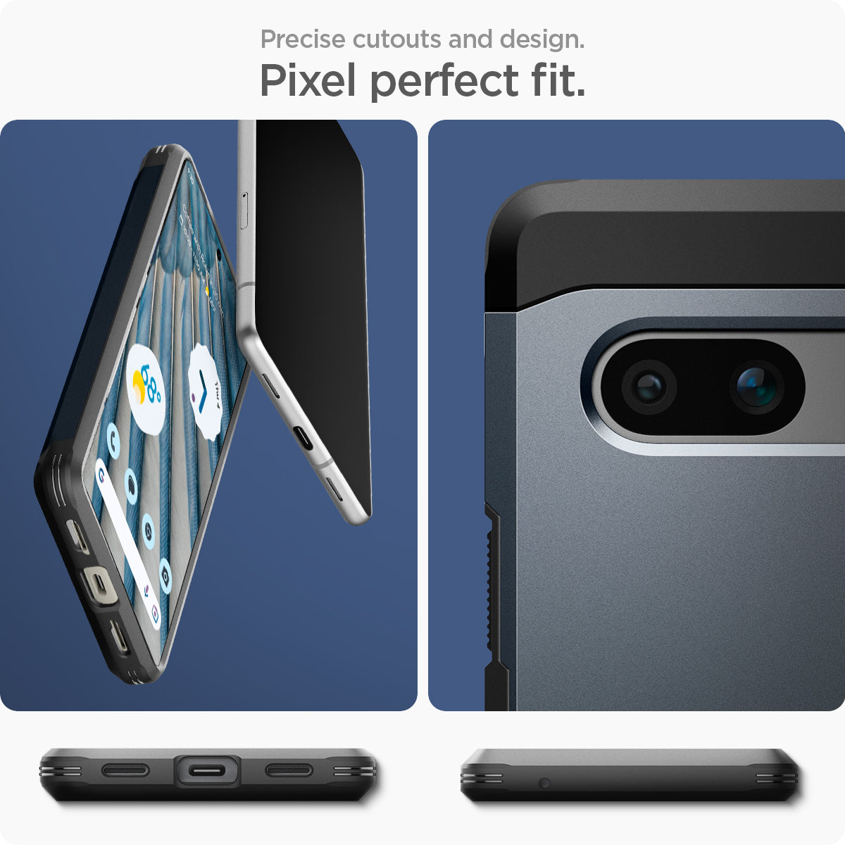 ACS05820 - Pixel 7a Case Tough Armor in metal slate precise cutouts and design. Pixel perfect fit.
