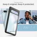 ACS05818 - Pixel 7a Case Ultra Hybrid in matte black showing the clear choice. Keeping it original and protected