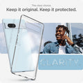 ACS05817 - Pixel 7a Case Ultra Hybrid in crystal clear showing the clear choice. Keeping it original and protected