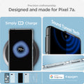 ACS05817 - Pixel 7a Case Ultra Hybrid in crystal clear showing the precision craftsmanship. charge, share. sound tunnel tech.