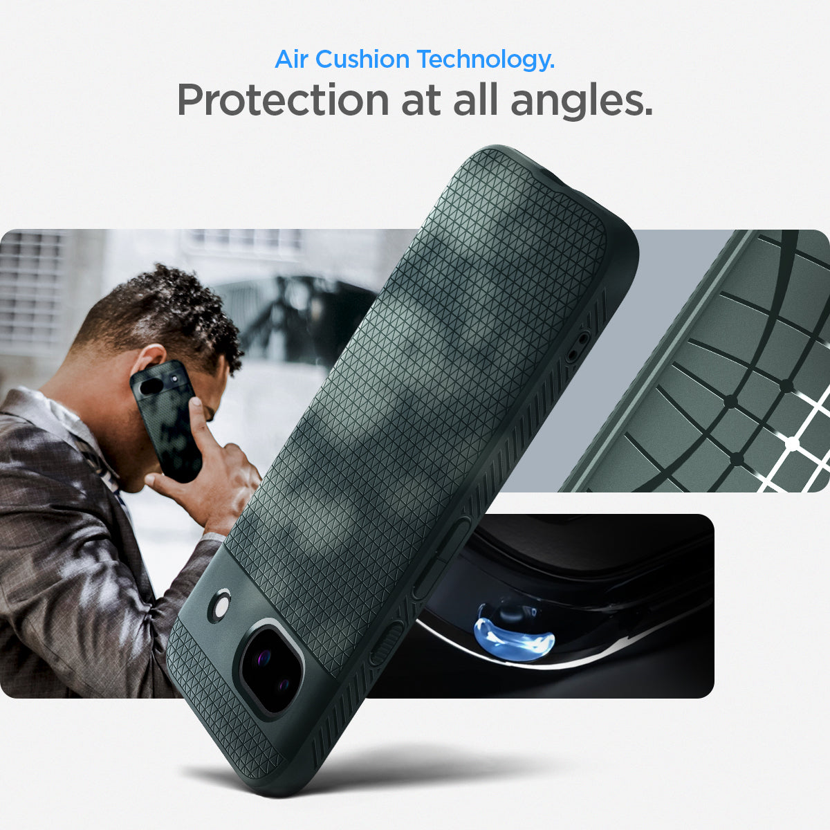 ACS07258 - Pixel 8a Case Liquid Air in Abyss Green aircushion technology. protection at all angles.