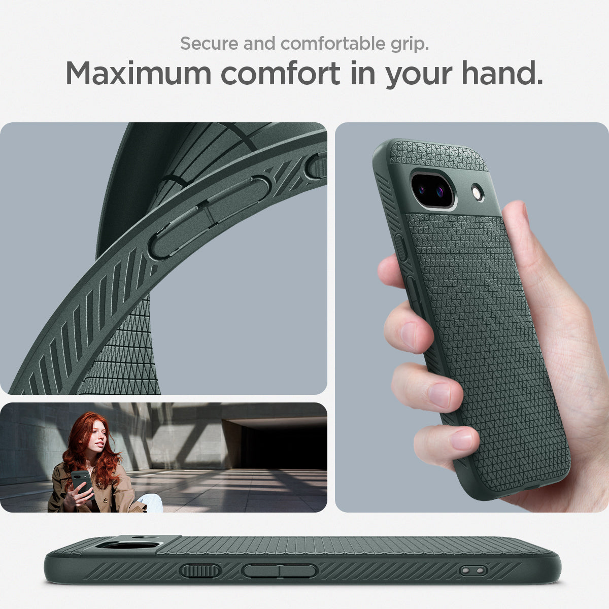 ACS07258 - Pixel 8a Case Liquid Air in Abyss Green secure and comfortable grip. Maximum comfort in your hand.