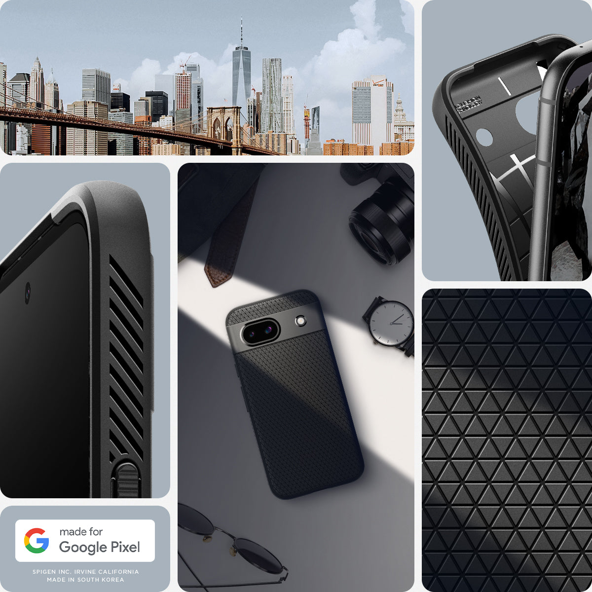 ACS07257 - Pixel 8a Case Liquid Air in Matte Black made for google.