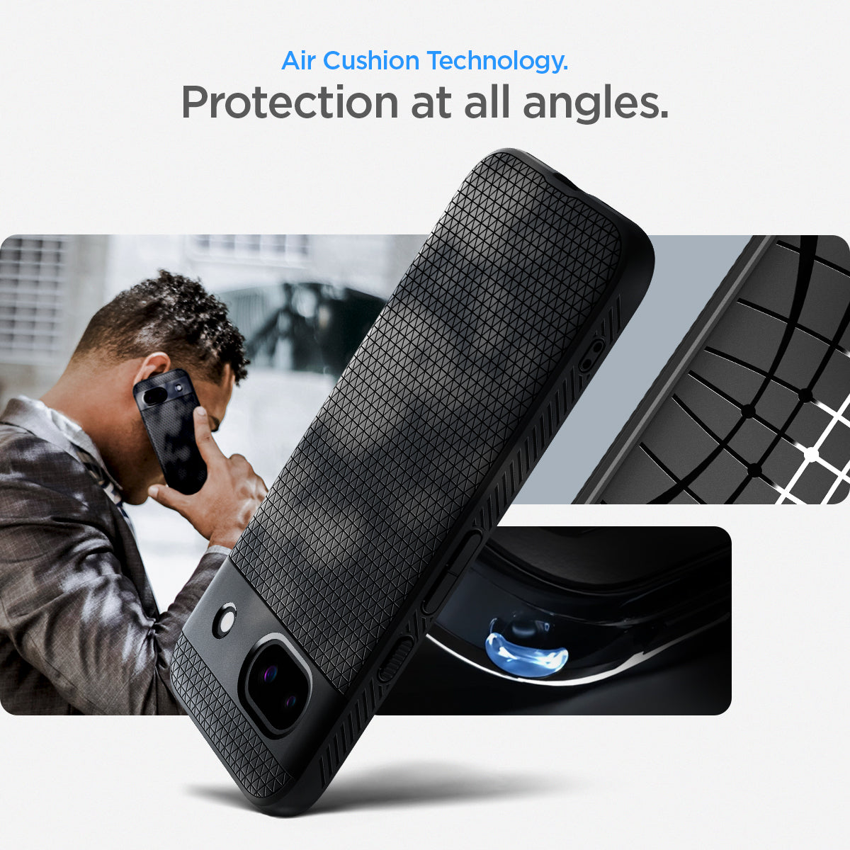 ACS07257 - Pixel 8a Case Liquid Air in Matte Black aircushion technology. protection at all angles.