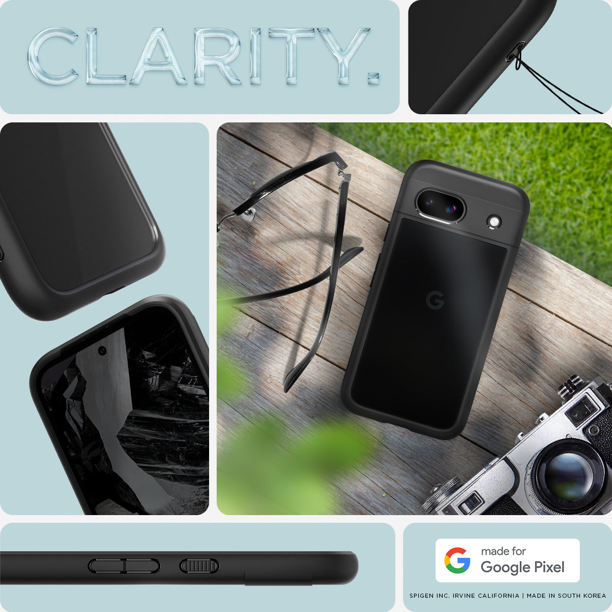 ACS07262 - Pixel 8a Case Ultra Hybrid in Matte Black made for google pixel.
