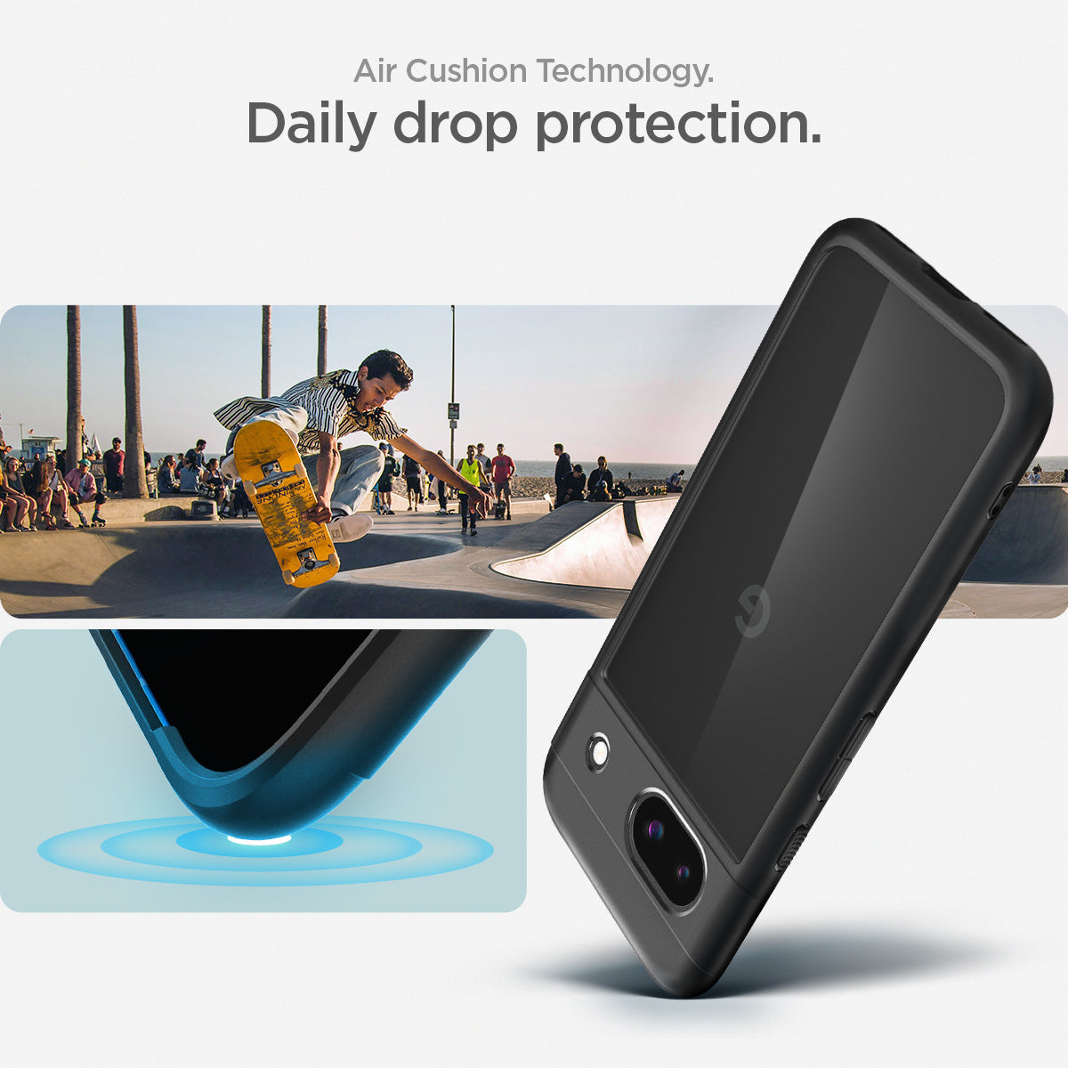 ACS07262 - Pixel 8a Case Ultra Hybrid in Matte Black air cushion technology daily drop protection.