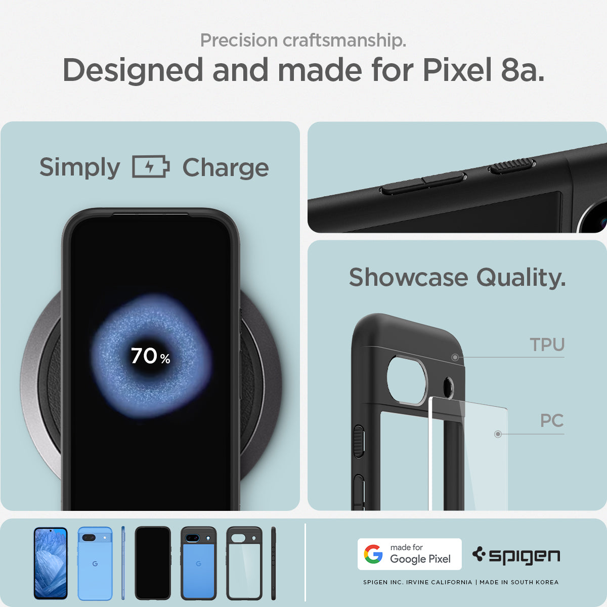 ACS07262 - Pixel 8a Case Ultra Hybrid in Matte Black precise craftsmanship designed and made for pixel 8a.
