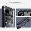 ACS07261 - Pixel 8a Case Ultra Hybrid Zero One in Zero One showing the cutouts for easy access to camera, buttons, and ports. Precise cutouts