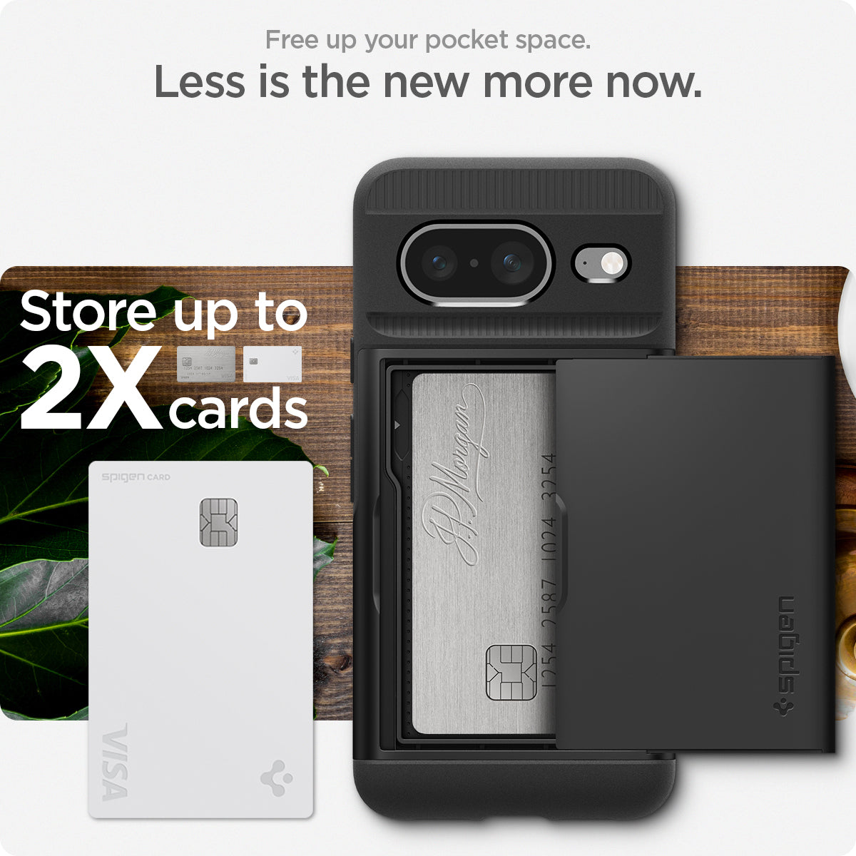 ACS06286 - Pixel 8 Case Slim Armor CS in black free up your pocket space. Less is the new more now. store up to 2X cards.