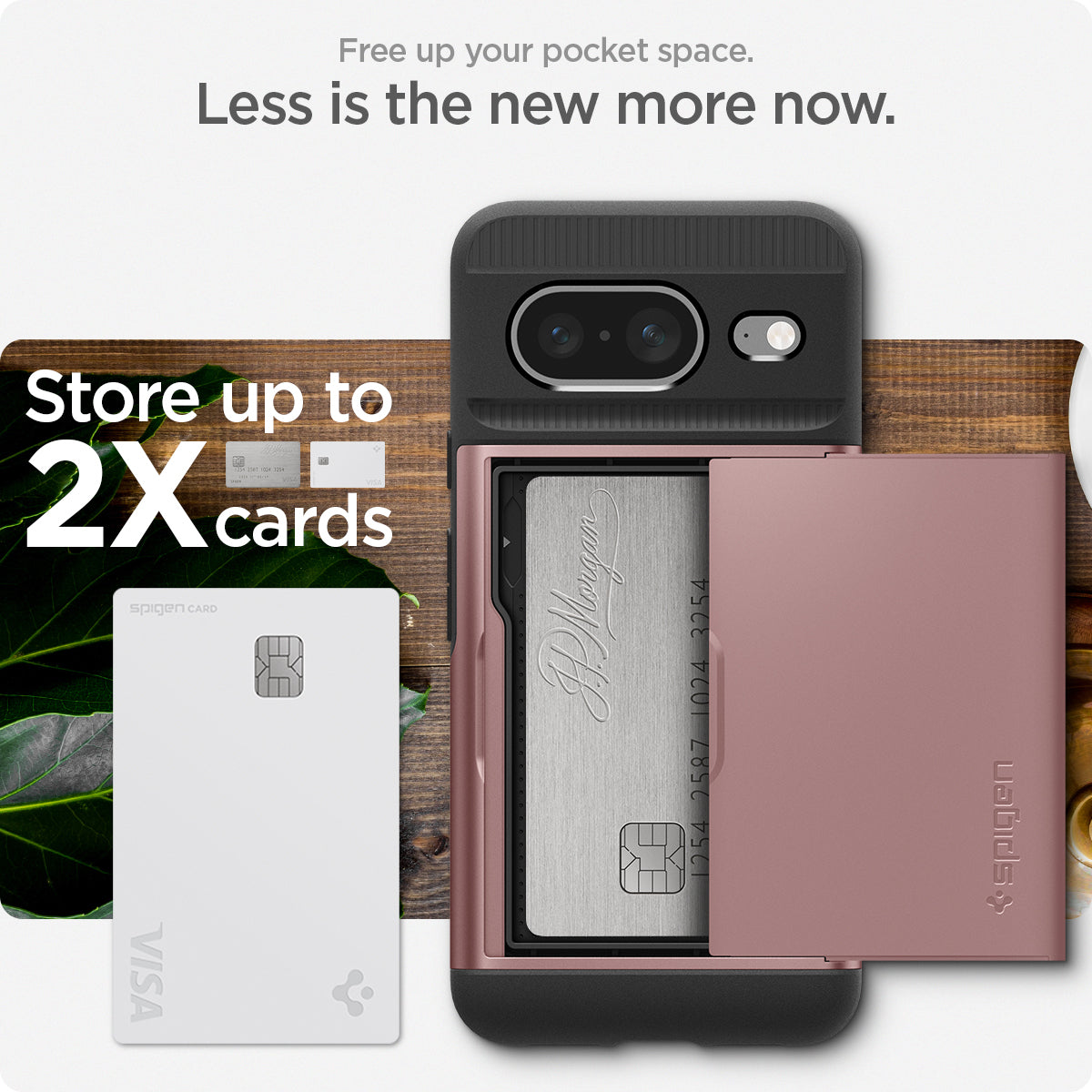 ACS06287 - Pixel 8 Case Slim Armor CS in rose gold free up your pocket space. Less is the new more now. store up to 2X cards.