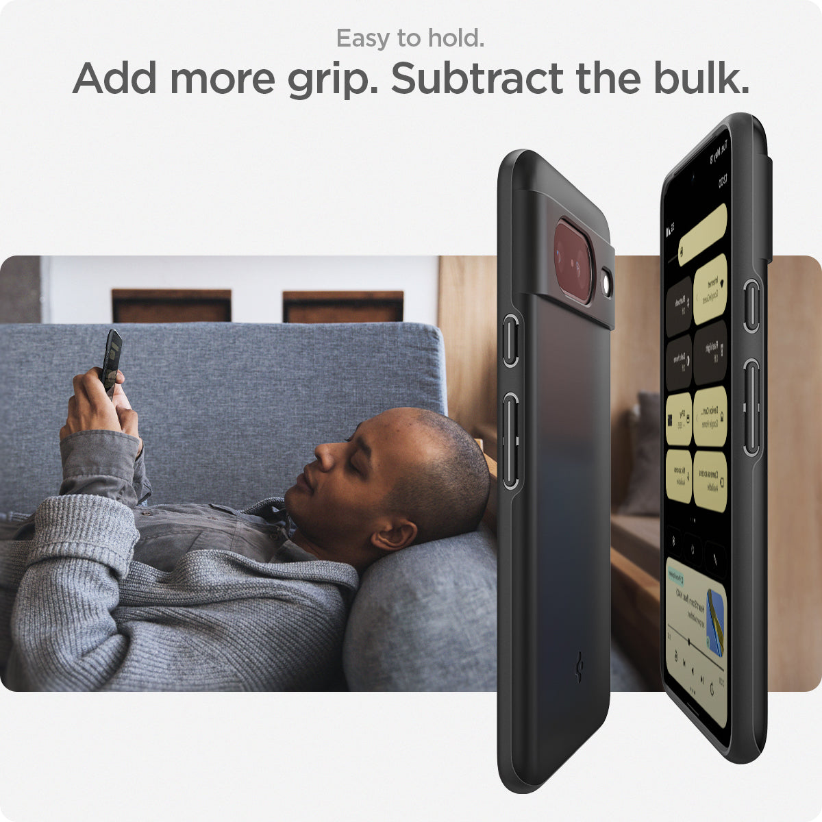 ACS06288 - Pixel 8 Case Thin Fit in black easy to hold. add more grip. subtract the bulk.